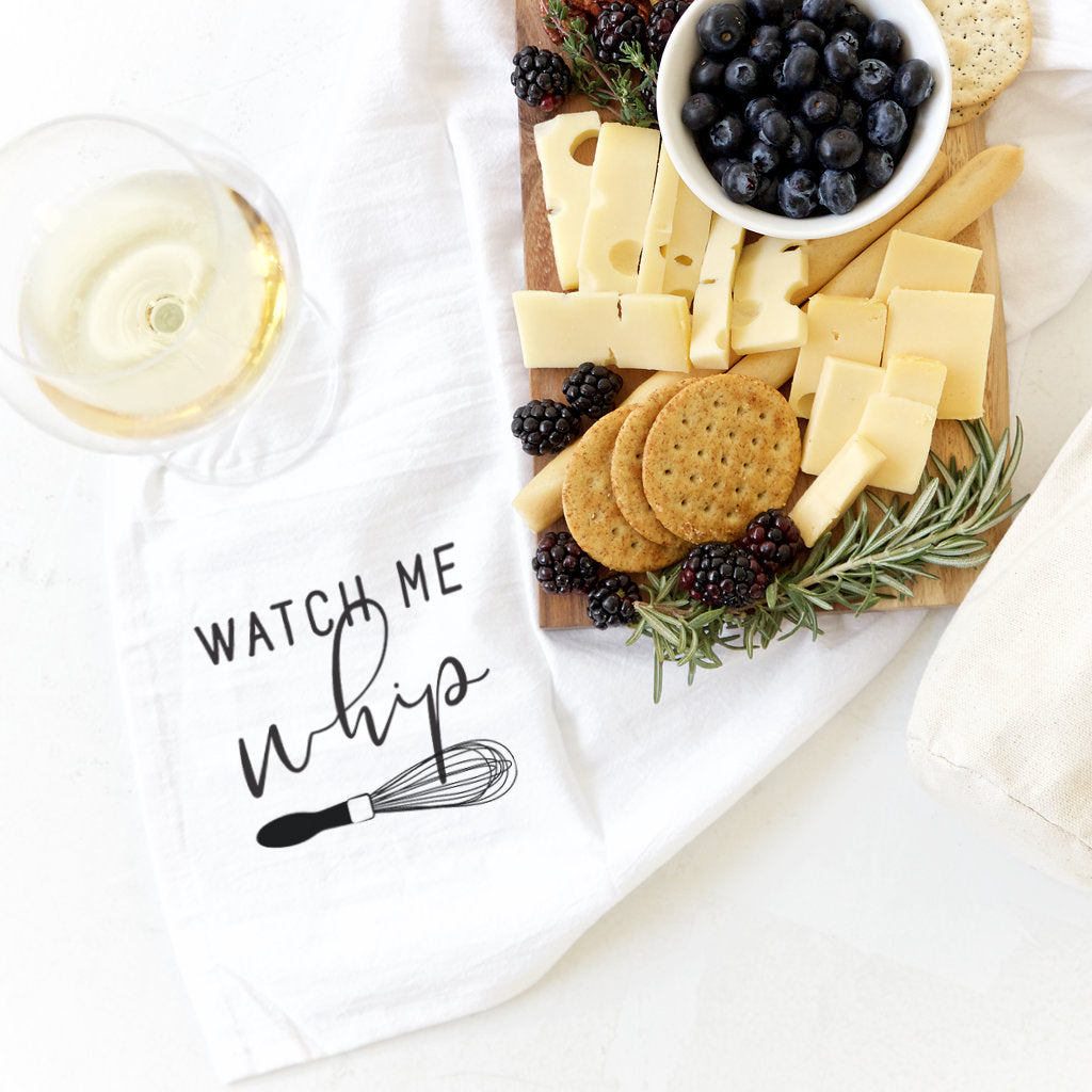 Watch Me Whip Kitchen Tea Towel from The Cotton & Canvas Co.