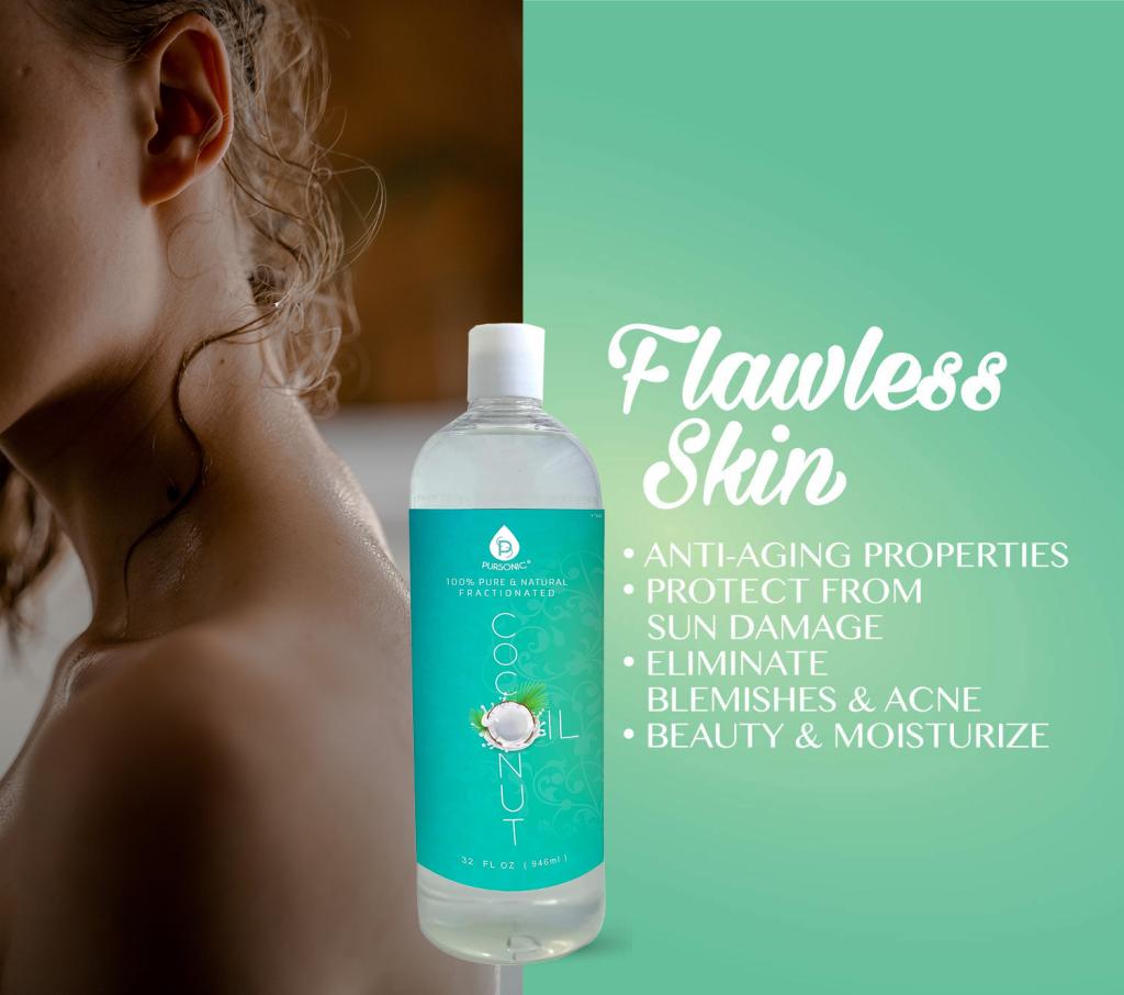 100% Pure Oil for Massages, Therapeutic Recipes & Essential Oils, Fractionated Coconut, 32 Fl Oz from Pursonic
