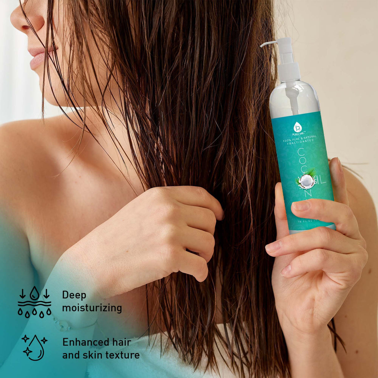 Hair Strengthening Bundle: Pursonic Fractionated Coconut Oil, One-Step Hair Dryer & Volumizer Brush, and Cold-Pressed Castor Oil from Pursonic