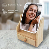 Pursonic Beauty Essentials Set – Studio Makeup Brush Set, Multi-Shape Sponges, and Dual-Sided Vanity Mirror with Bamboo Base from Pursonic