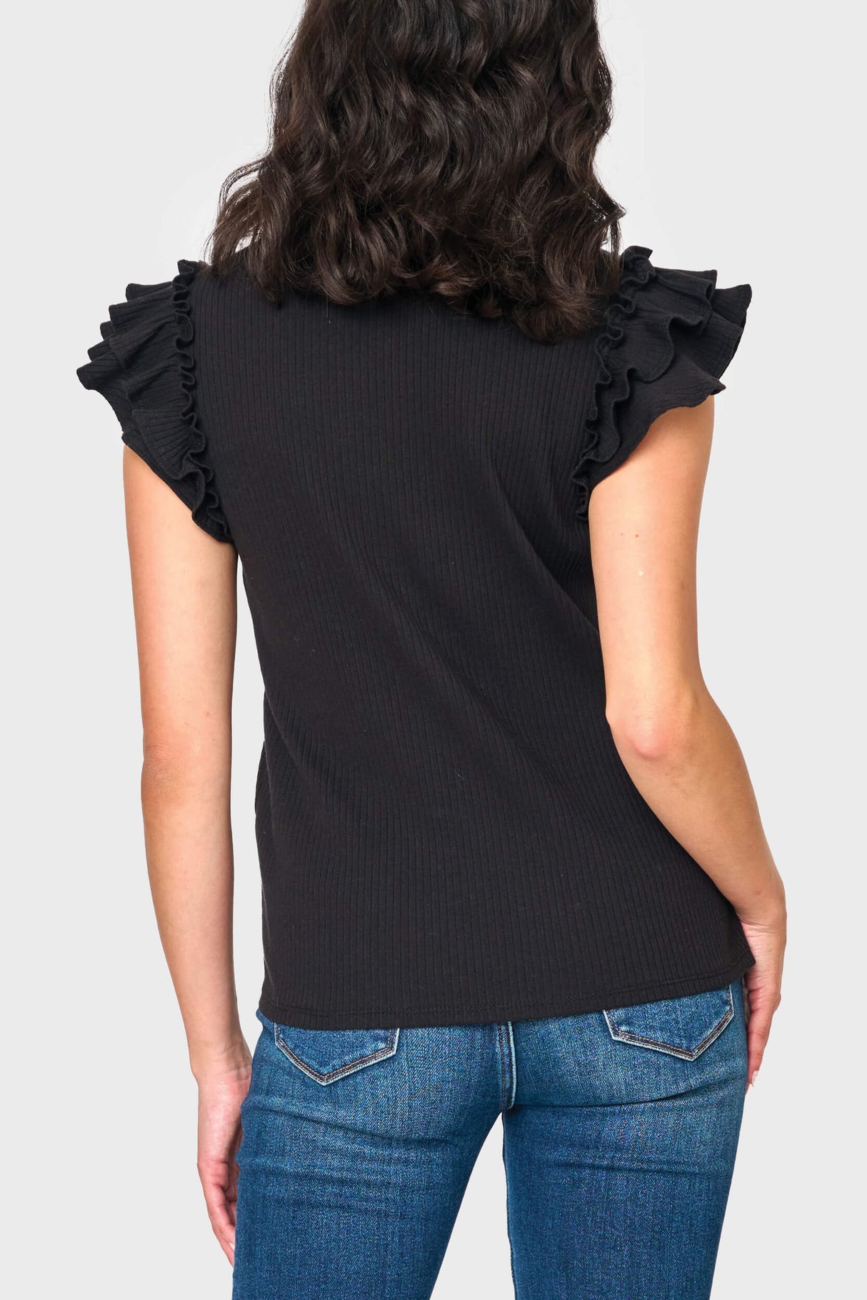 Flutter Sleeve Rib Knit Top  From Gibsonlook