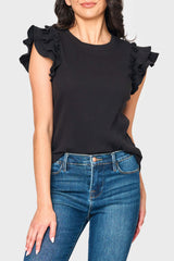 Flutter Sleeve Rib Knit Top  From Gibsonlook