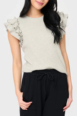 Flutter Sleeve Rib Knit Top  From Gibsonlook