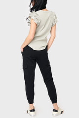 Flutter Sleeve Rib Knit Top  From Gibsonlook