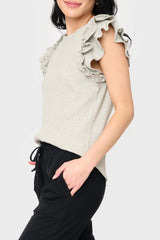 Flutter Sleeve Rib Knit Top  From Gibsonlook