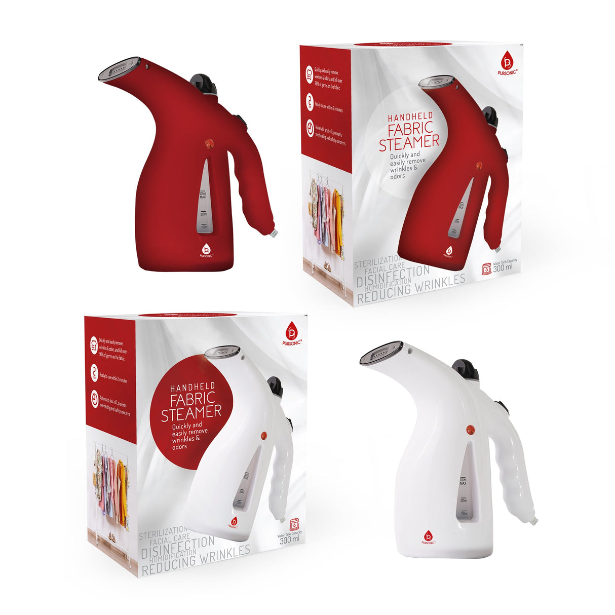 300ml Handheld Fabric Fast 2 Minute Heat-up Powerful Travel Clothes Garment Steamer from Pursonic