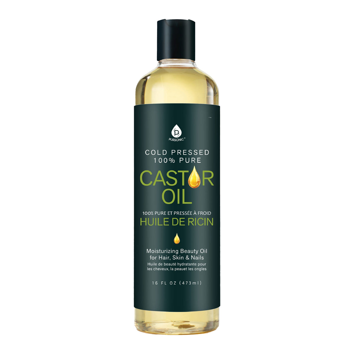 100% Pure Cold Pressed Castor Oil 16 Oz from Pursonic