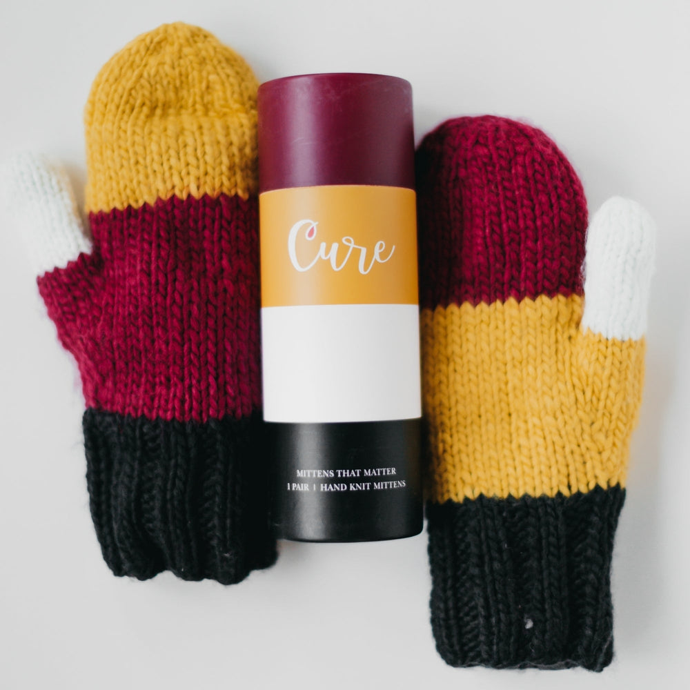 CURE Mittens (Maroon and Gold) from Pretty Simple