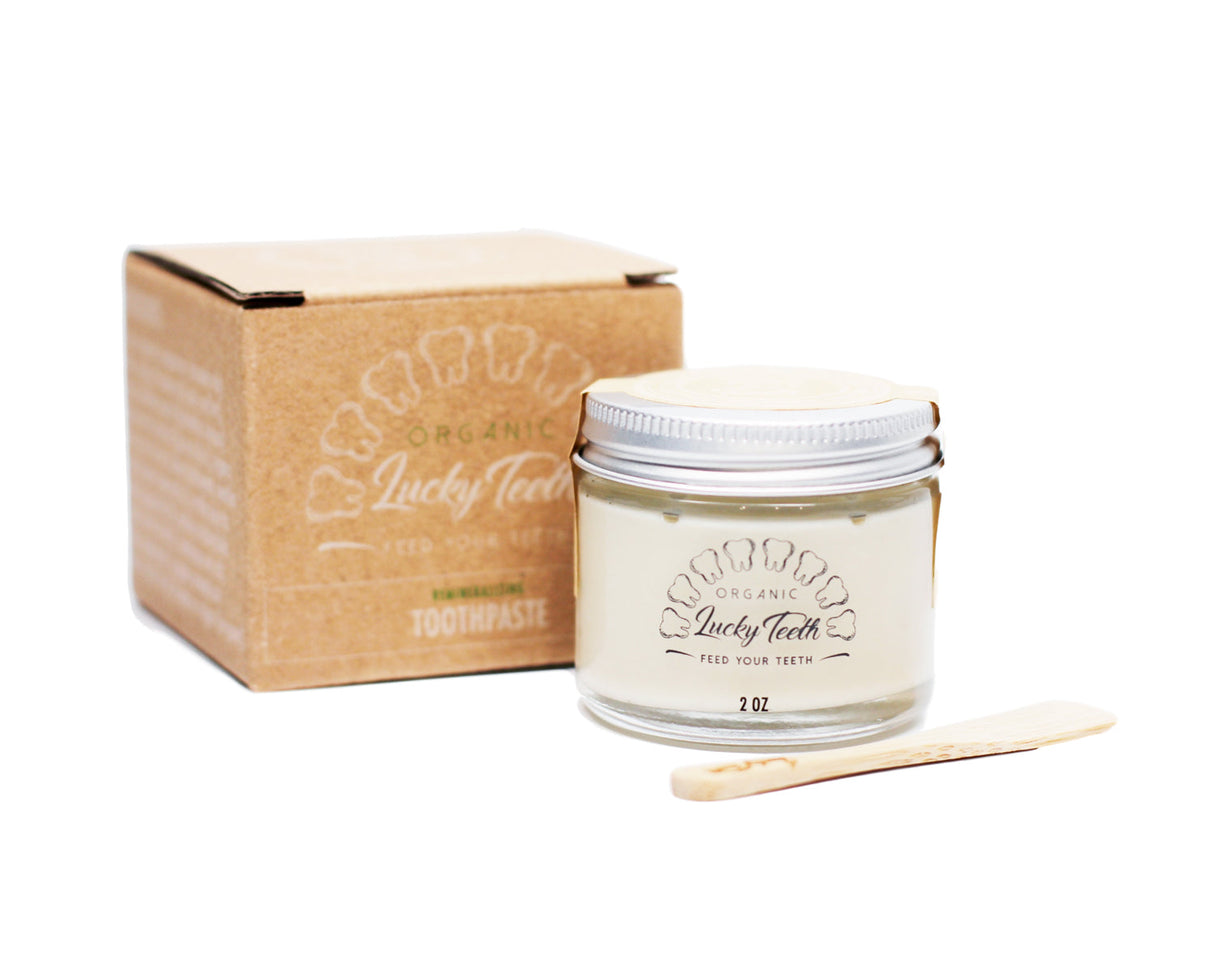 Organic Remineralizing Toothpaste in Glass Jar - Fluoride Free Toothpaste From Lucky Teeth