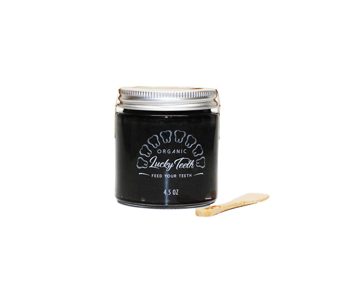 Organic Charcoal Toothpaste XTRA Whitening in Glass Jar - Eco Friendly Teeth Whitening From Lucky Teeth