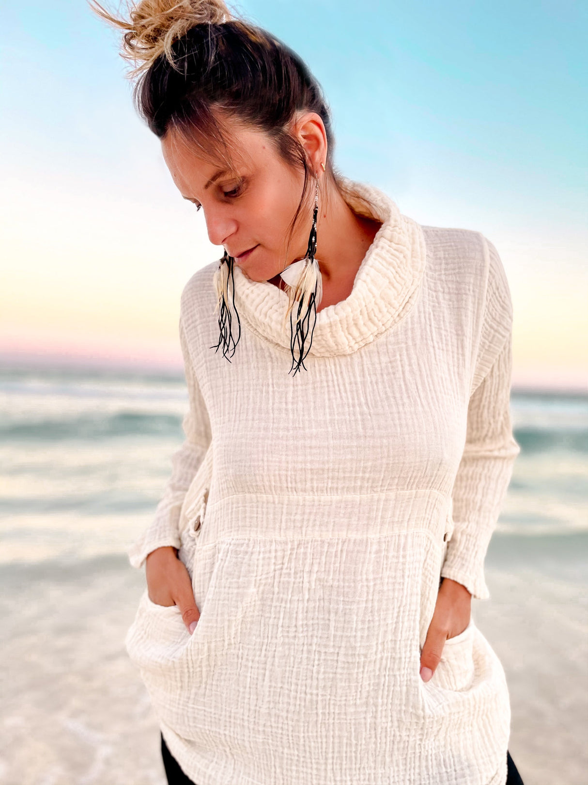 Khuna Cowl Tunic Top From Cotton Flower Clothing