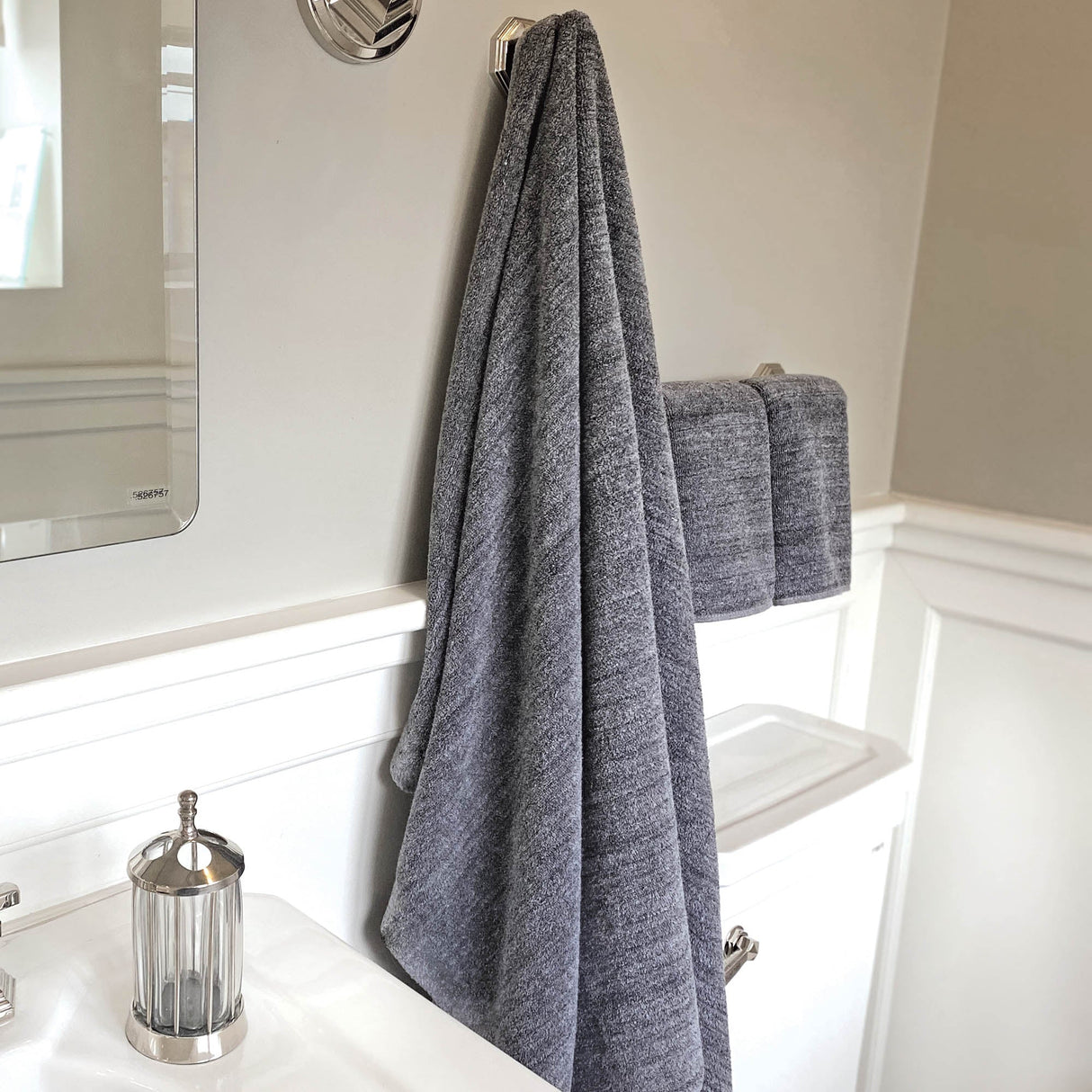 Melange Bamboo Cotton Bath Sheet 3 Piece Set - Charcoal from BedVoyage