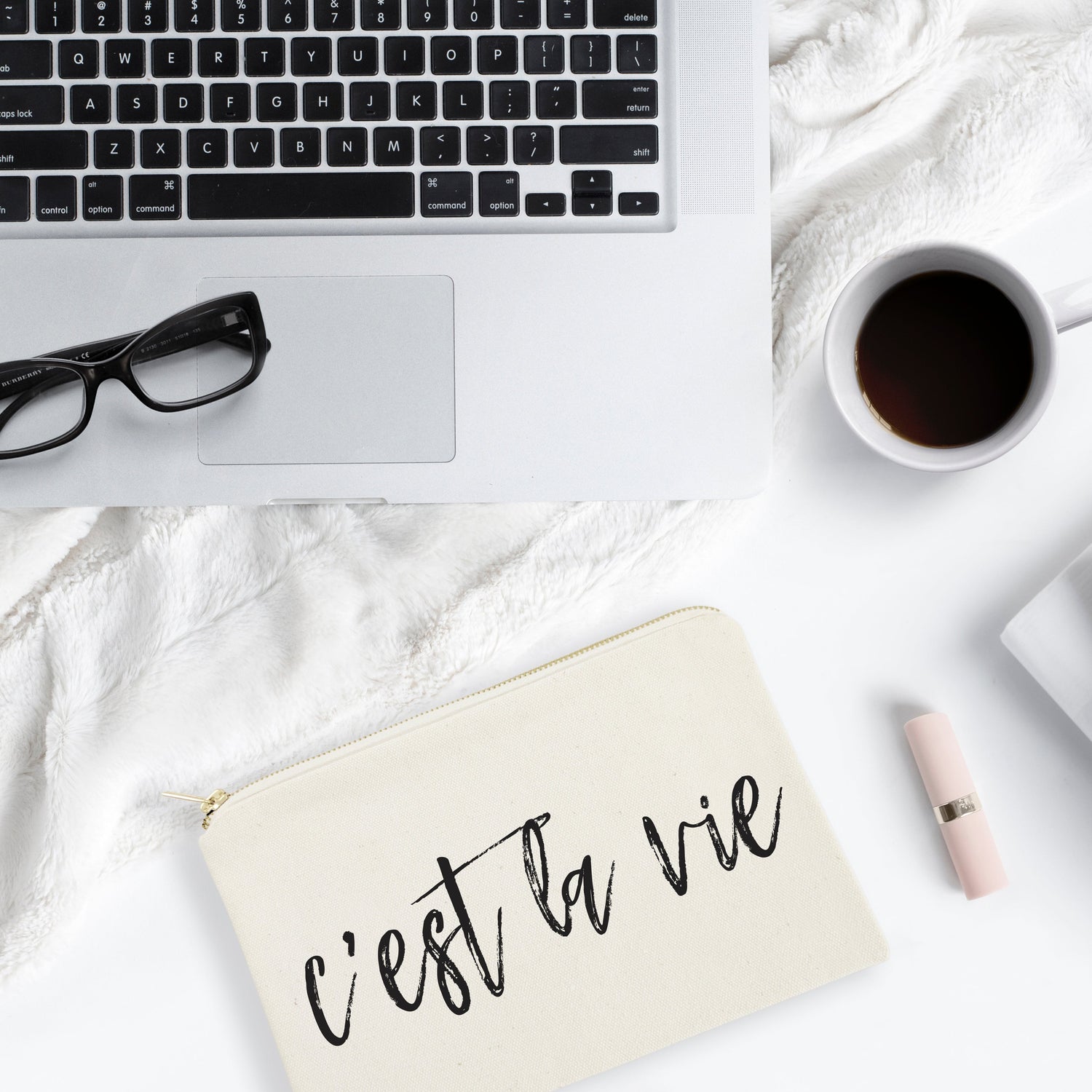 C'est La Vie Cotton Canvas Cosmetic Bag from The Cotton & Canvas Co.