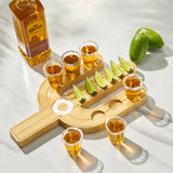 Cactus Tequila Tray & Shot Glasses Set - Tequila Gifts & Mexican Gifts - Bamboo Shot Glass Holder Serving Tray - Flight Board with Lemon Bowl, Salt Rimmer & Shot Glass Set - Party Shot Board, Gift from The Wine Savant