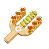 Cactus Tequila Tray & Shot Glasses Set - Tequila Gifts & Mexican Gifts - Bamboo Shot Glass Holder Serving Tray - Flight Board with Lemon Bowl, Salt Rimmer & Shot Glass Set - Party Shot Board, Gift from The Wine Savant