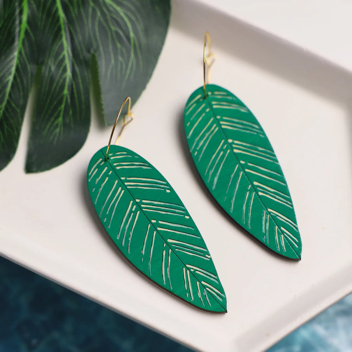 Calathea Leaf Hoops from LE CHIC MIAMI