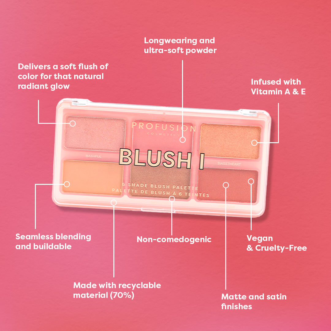 Blush 6 Shade Face Palette from Profusion Cosmetics