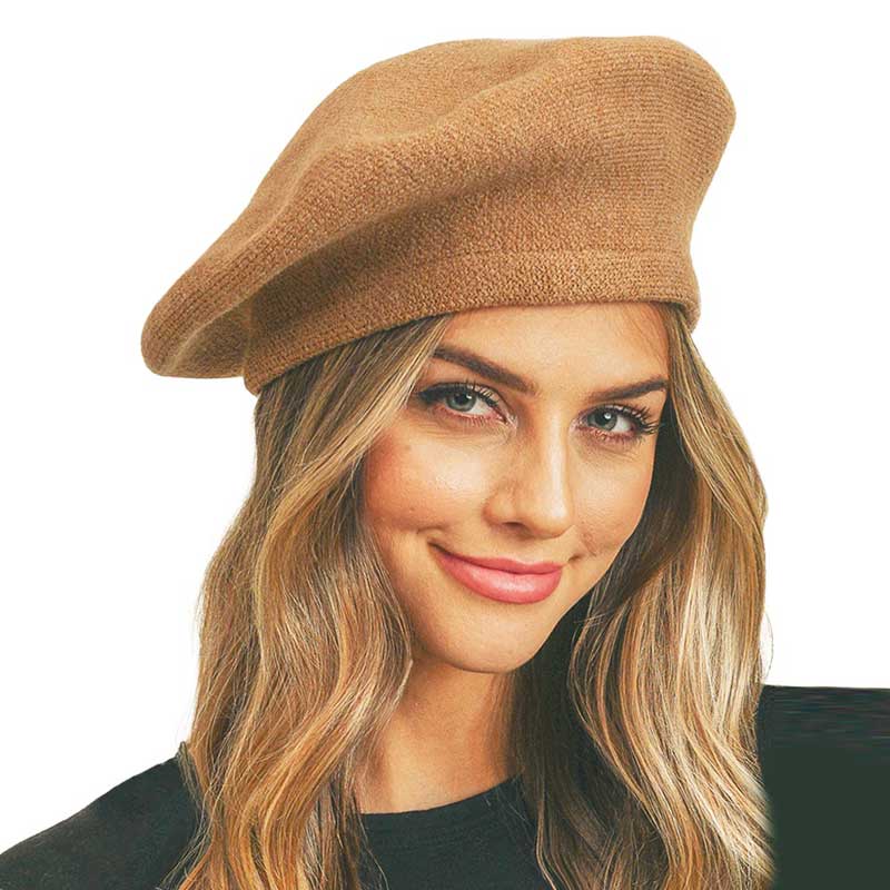 Trendy Fashionable Winter Stretchy Solid Beret Hat from Madeline Love