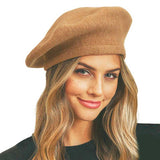 Trendy Fashionable Winter Stretchy Solid Beret Hat from Madeline Love