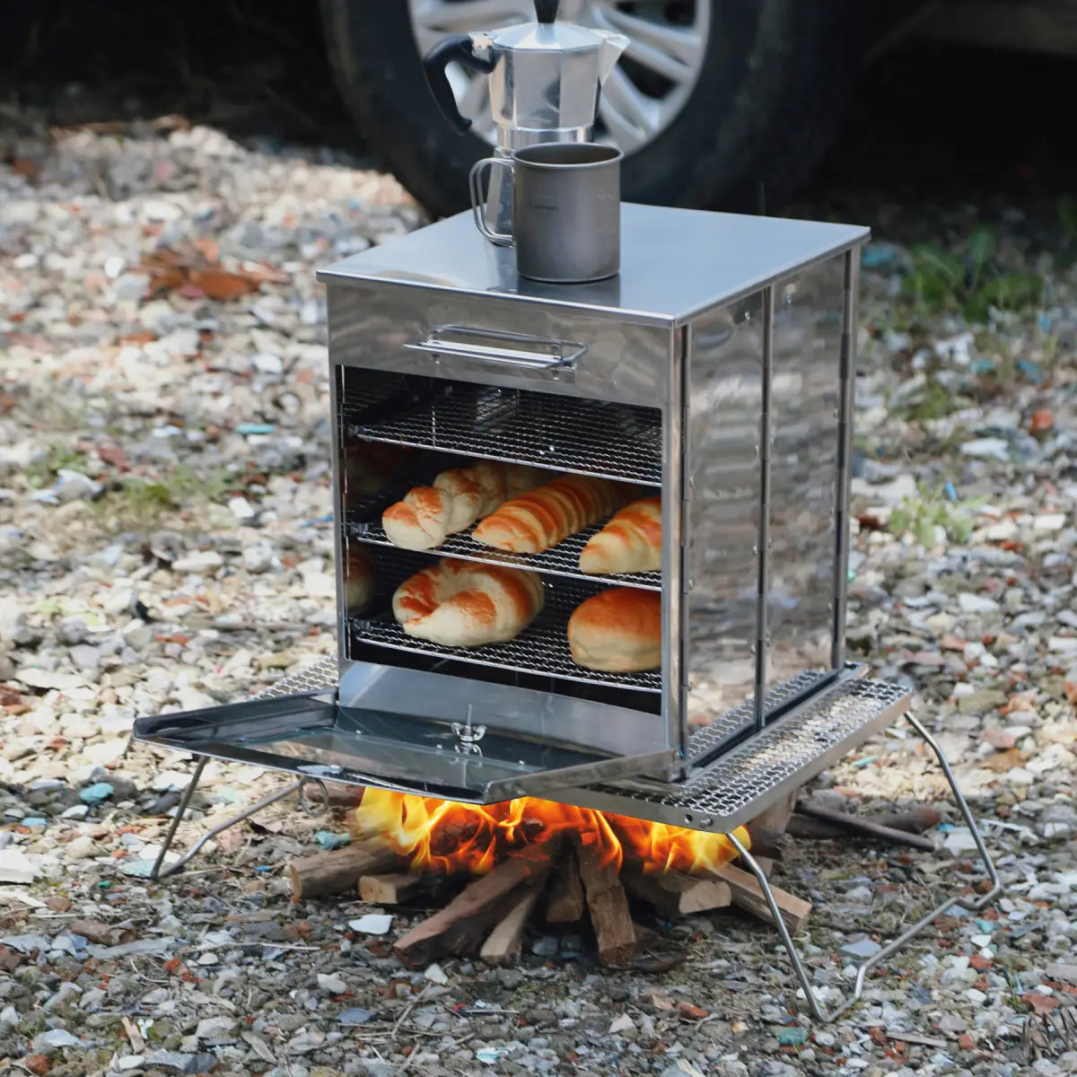 Foldable Stainless Steel Camping Oven with 3 Tier Grill for Propane Stove Baking Outdoor Cooking From Redcamp