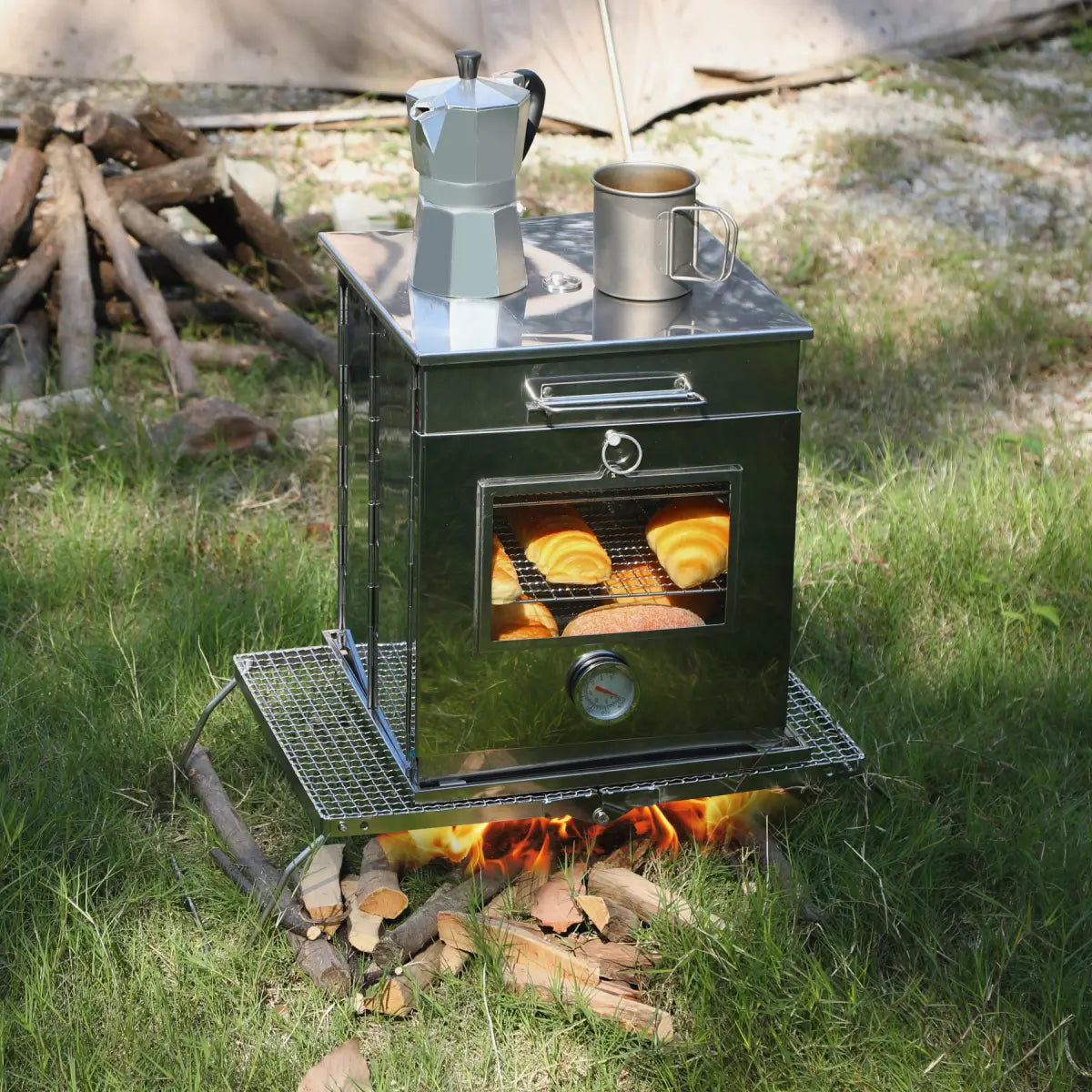 Foldable Stainless Steel Camping Oven with 3 Tier Grill for Propane Stove Baking Outdoor Cooking From Redcamp