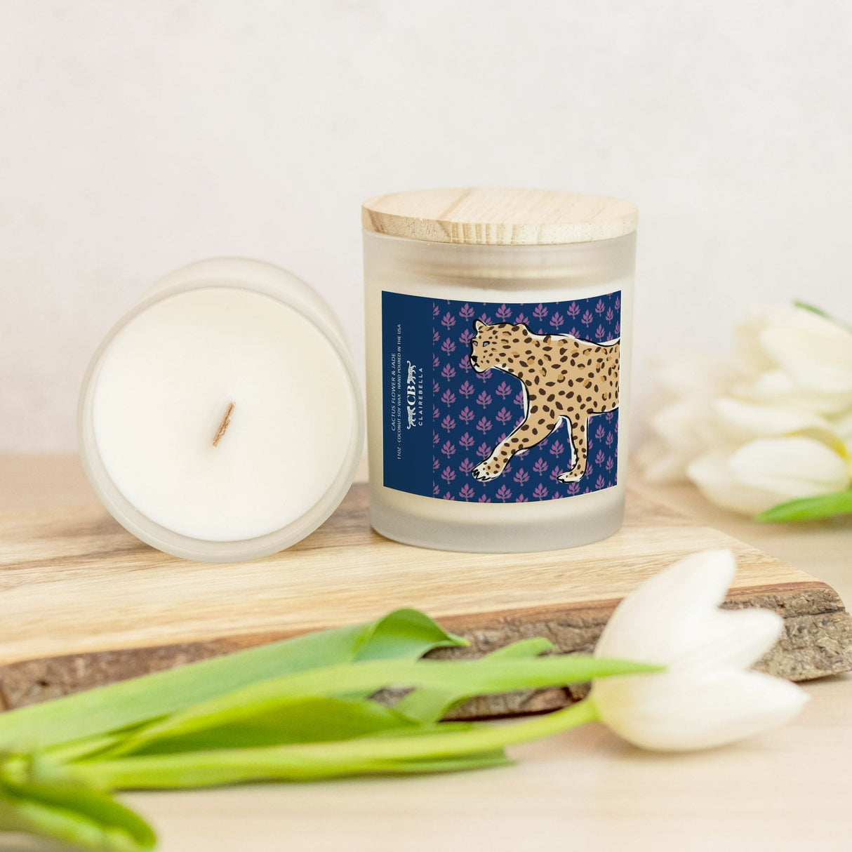 Glass Candle - Flora Leopard (Cactus Flower & Jade) from CB Studio