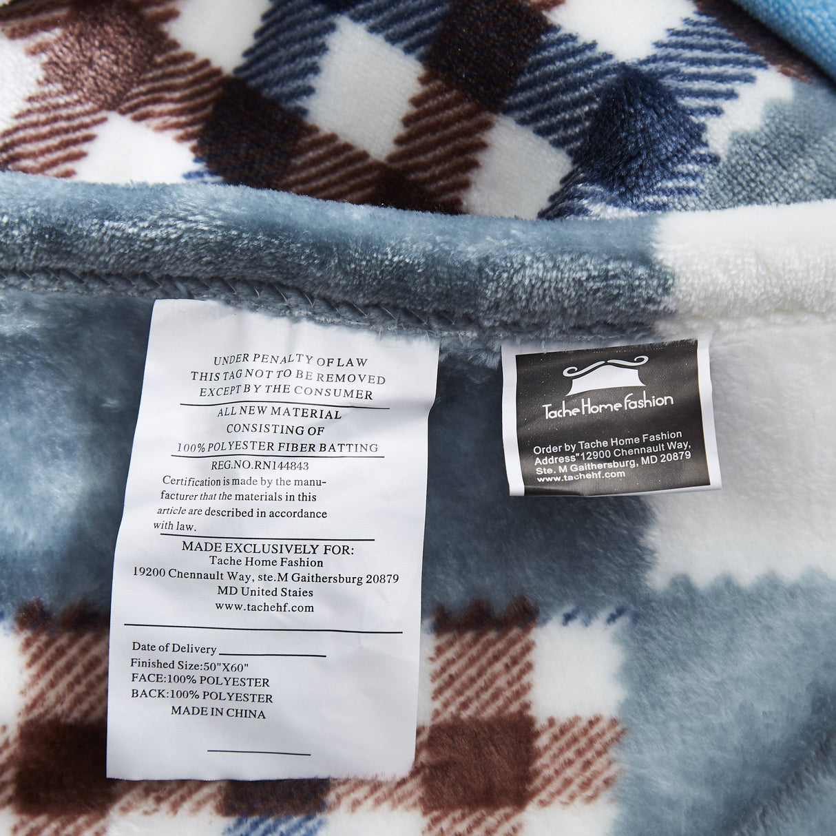 Tache Blue Lake Farmhouse Super Soft Plaid Patchwork Throw Blanket (4024) from Tache Home Fashion