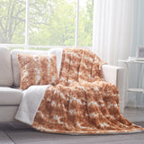 DaDa Bedding Amber Orange Brown & White Cozy Faux Fur Euro Throw Pillow Cover (M3396) from DaDalogy Bedding Collection