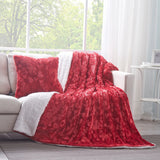 DaDa Bedding Candy Apple Red Vibrant Luxury Faux Fur Euro Throw Pillow Cover (Red-19) from DaDalogy Bedding Collection