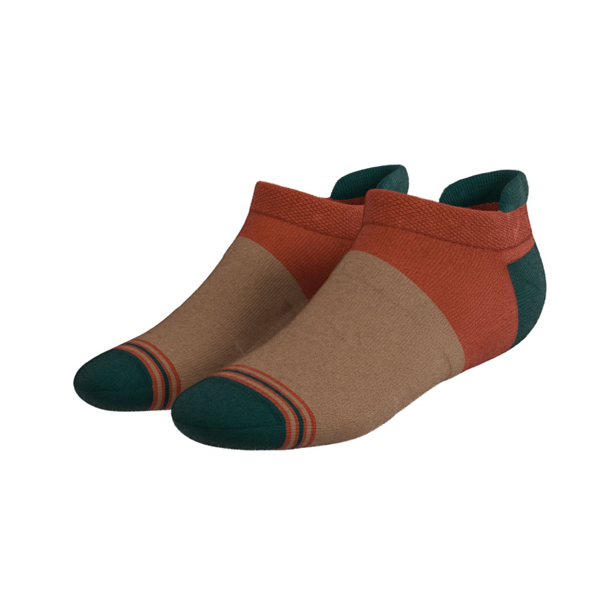 The Car Camper | Earth Tone Color Block Heel Hammock™ Ankle Socks from Shinesty
