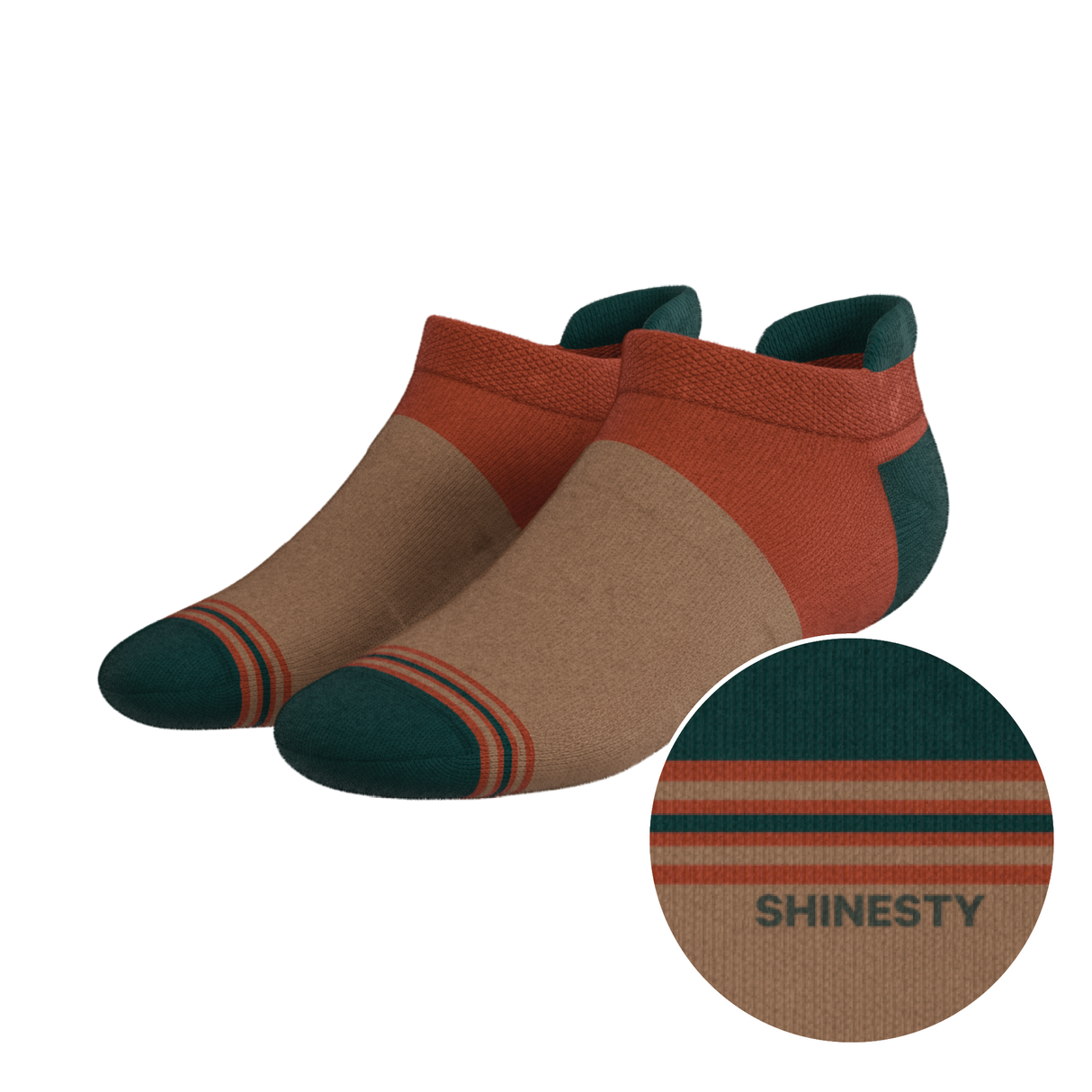 The Car Camper | Earth Tone Color Block Heel Hammock™ Ankle Socks from Shinesty