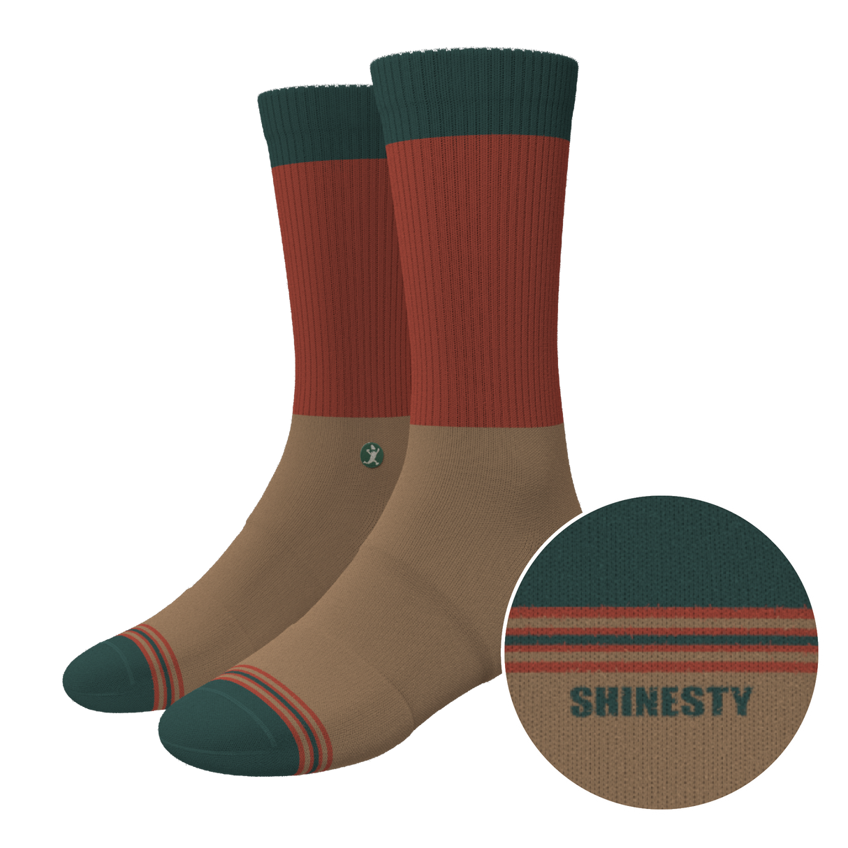 The Car Camper | Earth Tone Color Block Heel Hammock™ Crew Socks from Shinesty