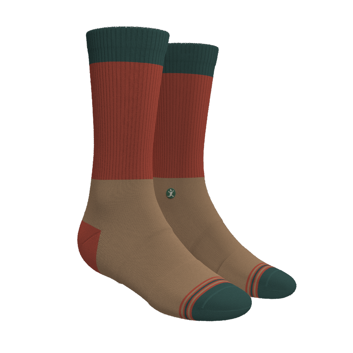 The Car Camper | Earth Tone Color Block Heel Hammock™ Crew Socks from Shinesty