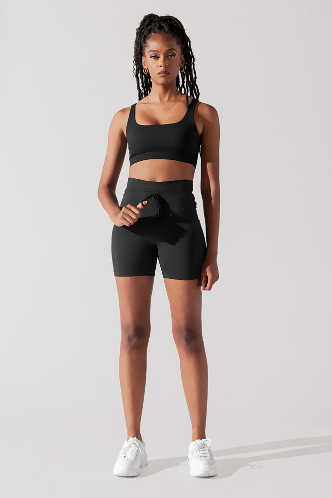 Cargo Midi Short with Pockets - Black from POPFLEX