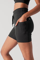Cargo Midi Short with Pockets - Black from POPFLEX
