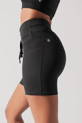 Cargo Midi Short with Pockets - Black from POPFLEX