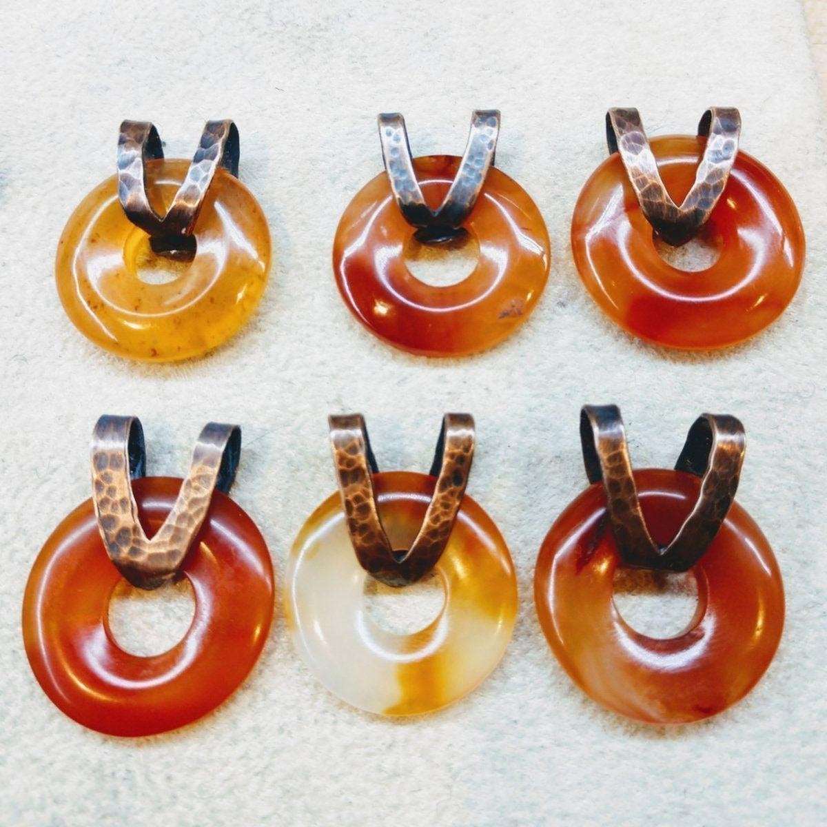 Carnelian Gemstone Donut Copper Chain Necklace from Alexa Martha Designs