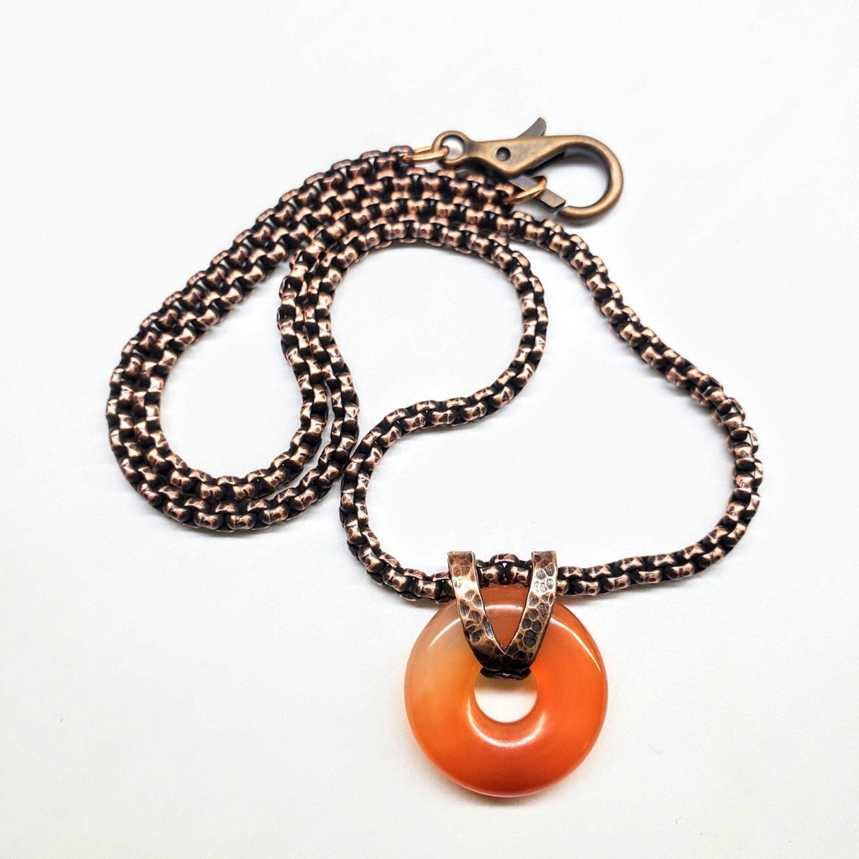 Carnelian Gemstone Donut Copper Chain Necklace from Alexa Martha Designs