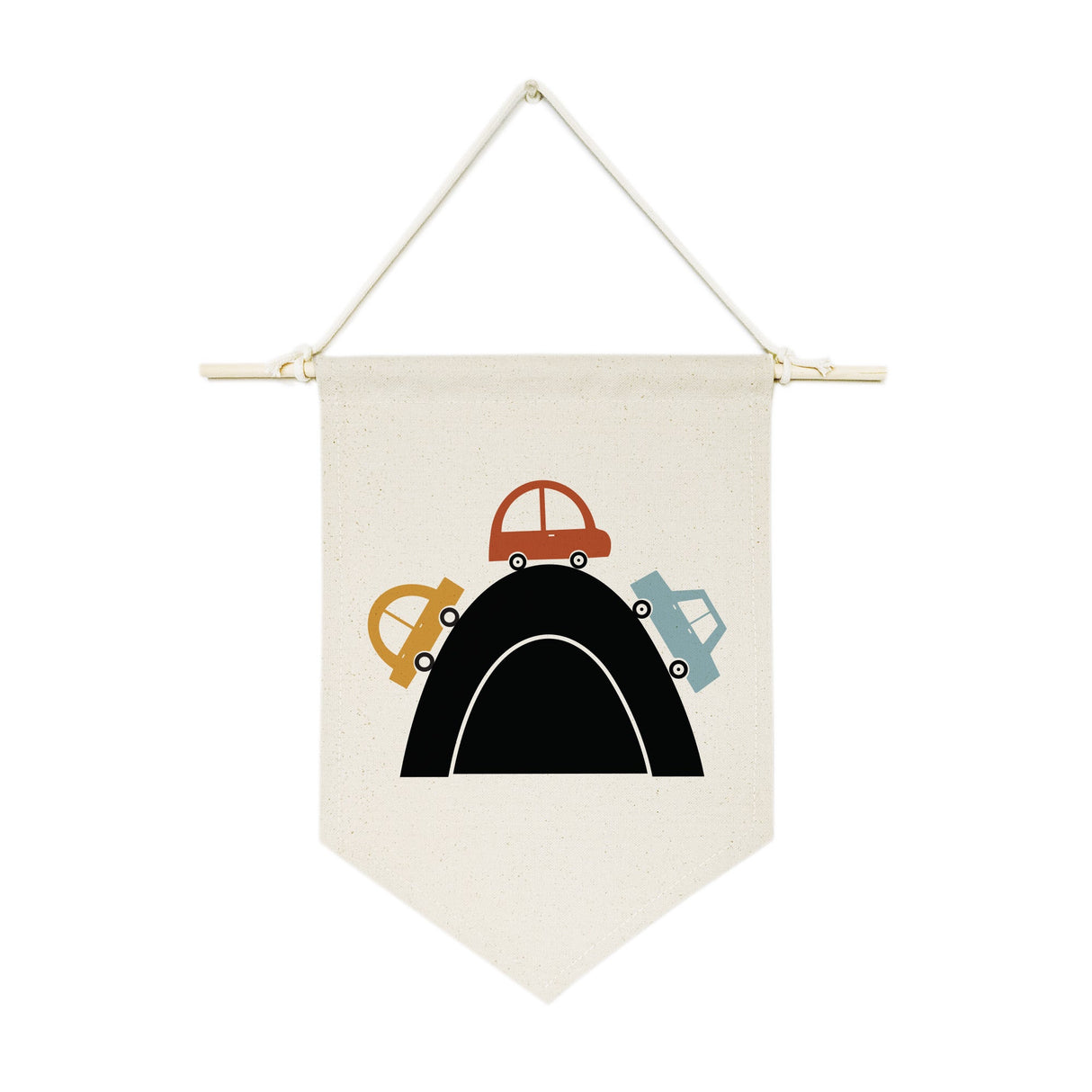 Cars and Rainbow Hanging Wall Banner from The Cotton & Canvas Co.