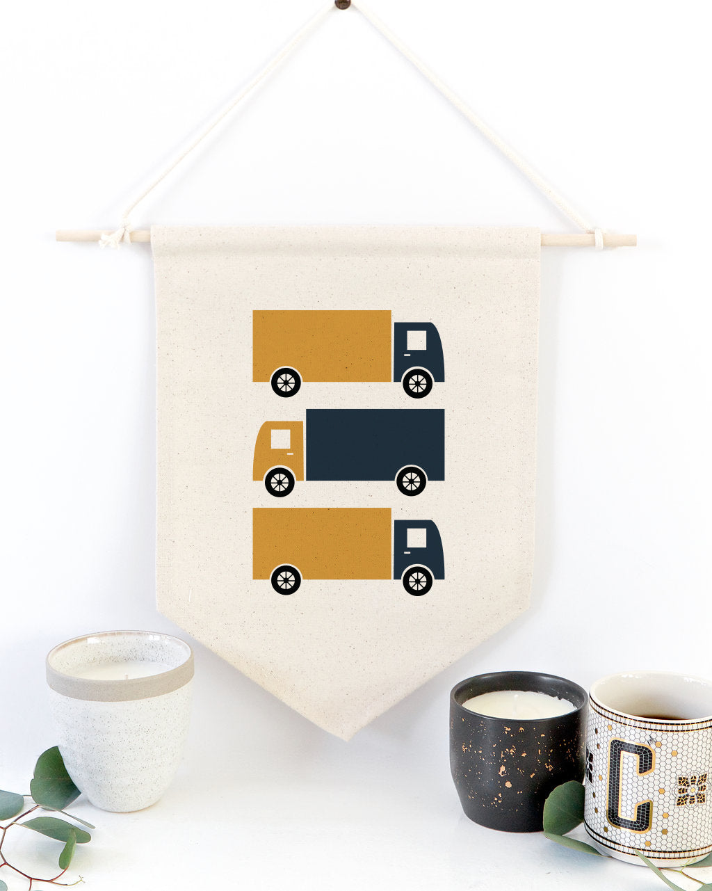 Cars and Trucks Hanging Wall Banner from The Cotton & Canvas Co.