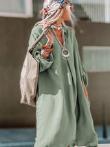 3/4 Sleeve Collared V Neck Tunic Top from MsDressly