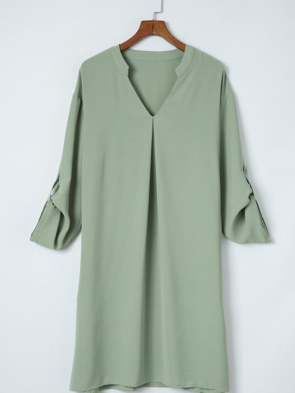 3/4 Sleeve Collared V Neck Tunic Top from MsDressly