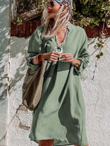 3/4 Sleeve Collared V Neck Tunic Top from MsDressly