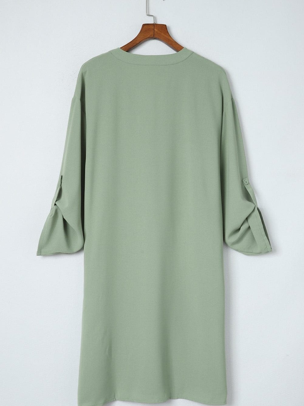 3/4 Sleeve Collared V Neck Tunic Top from MsDressly