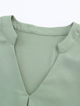 3/4 Sleeve Collared V Neck Tunic Top from MsDressly