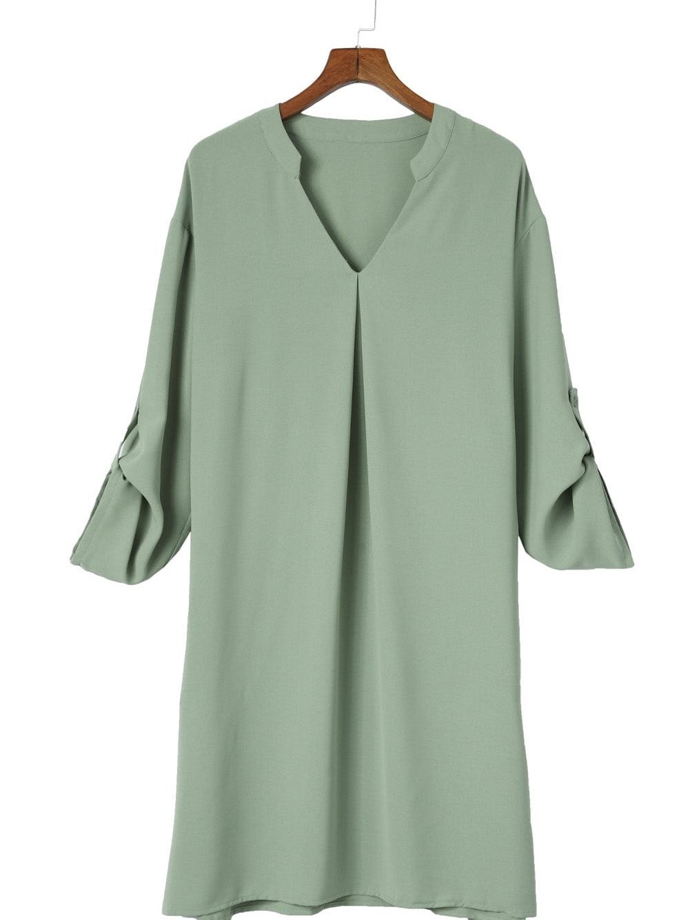3/4 Sleeve Collared V Neck Tunic Top from MsDressly