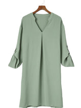 3/4 Sleeve Collared V Neck Tunic Top from MsDressly