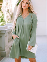 3/4 Sleeve Collared V Neck Tunic Top from MsDressly