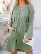 3/4 Sleeve Collared V Neck Tunic Top from MsDressly