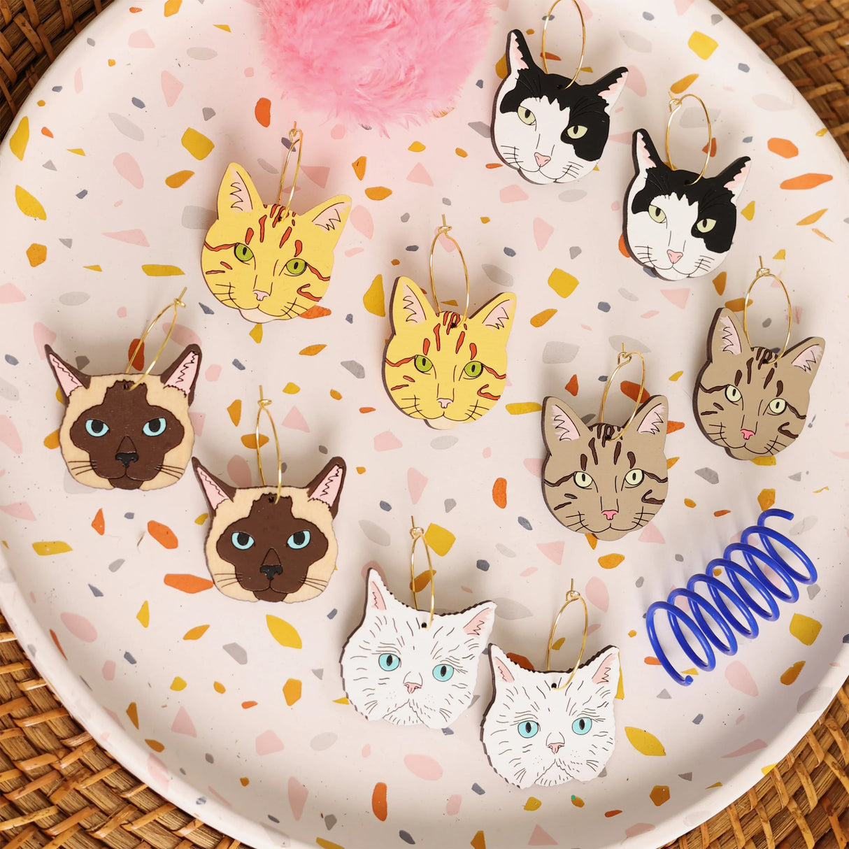 Grey Tabby Cat Hoops from LE CHIC MIAMI